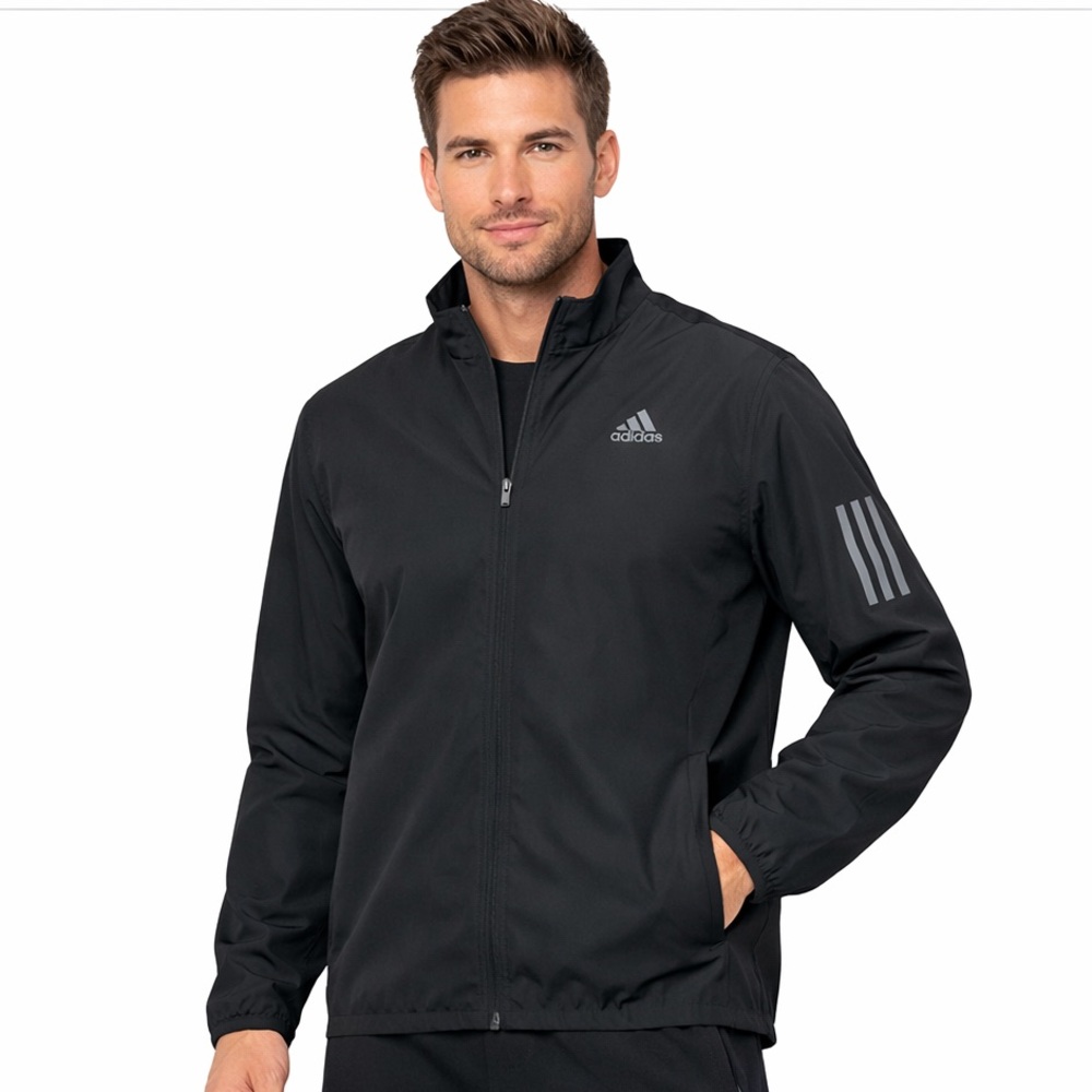 Adidas Own The Run Lightweight Black Full Zip Running Jacket
